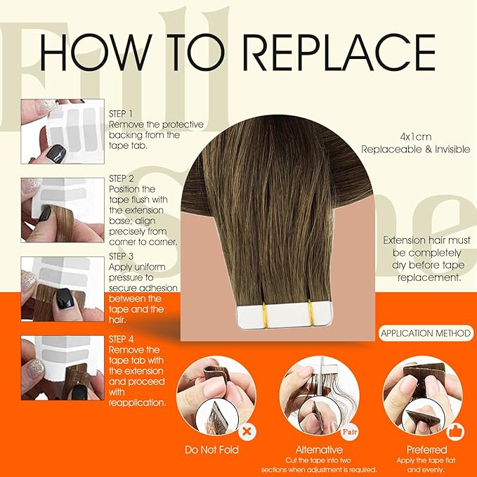 Full Shine Tape ins Human Hair Extensions Invisible Tape Hair Extensions Real Human Hair Color 3 Brown Human Hair Extension 18Inch Glue in Extensions 50G 20Pcs Seamless Remy Hair for Women Add Length
