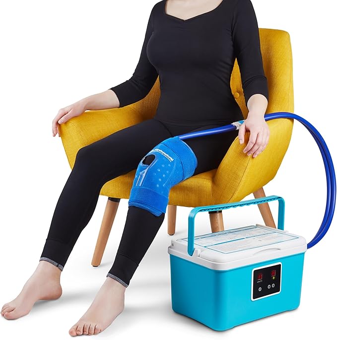 Cold Therapy System, Pain Relief for Post-Surgery Recovery, Adjustable Knee Pad - Programmable Ice Therapy Machine, Continuous Cryotherapy - for Swelling, Sprains, and Other Injuries