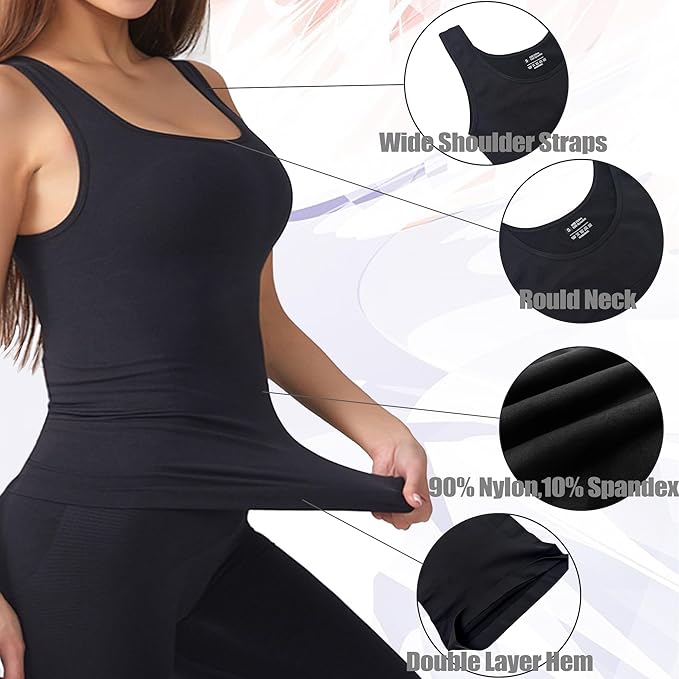 Shapewear Tank Tops for Women,Tummy Waist Control Shaper Cami Seamless Compression Top Slimming Body Shaper Camisole