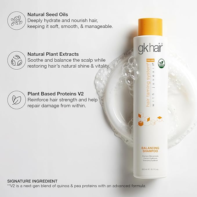 GK HAIR Balancing Shampoo Cleanses and Removes Buildup with Keratin Treatment For Oily Control Flaky Itchy Dry Scalp Thinning nourishing Hair Sulfate Free Women and Men – 10.1 Ounce