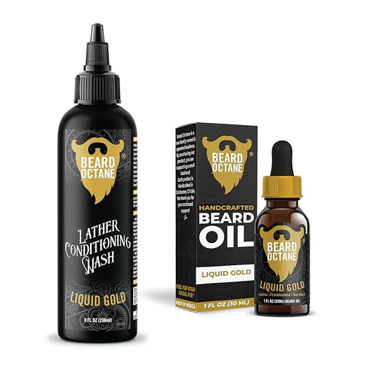 Fundamental Beard Kit - Beard Oil & Beard Wash Combo Liquid Gold - Frankincense & Oud