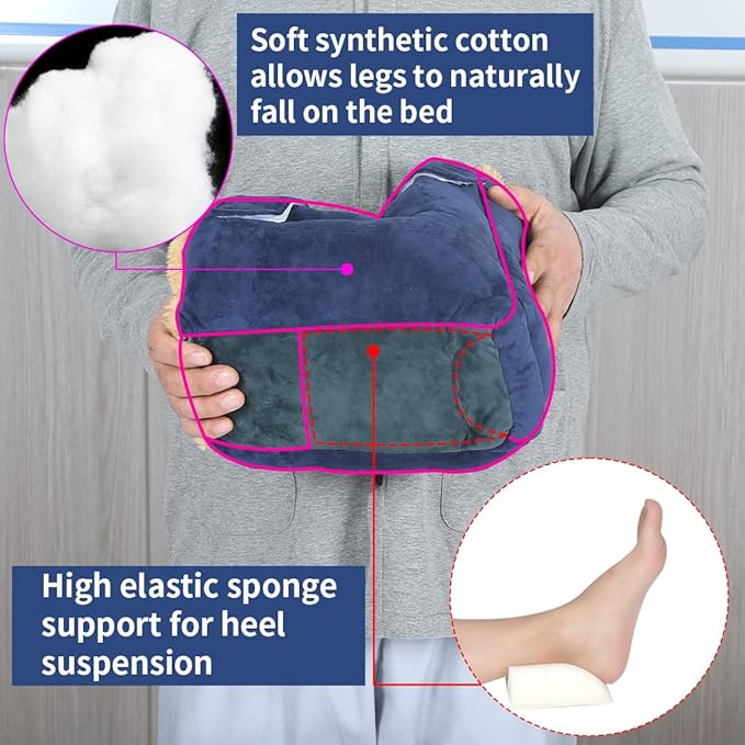 Heel Protectors for Bed Pressure Sores in Bed,Foot Boot Pillow Comfort Cushion for Bedridden Patients Remove Bedsores, Ankle Booties Pad for Ulcer Pain Relief (Gray, Pack of 1 Count)