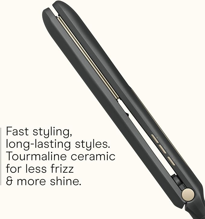 Infiniti PRO CONAIR Tourmaline Ceramic 1-Inch Flat Iron Digital Hair Straightener, 1-Inch Flat Iron to Straighten or Curl, 5 Heat Settings, for All Hair Types and Textures, Dark Gray