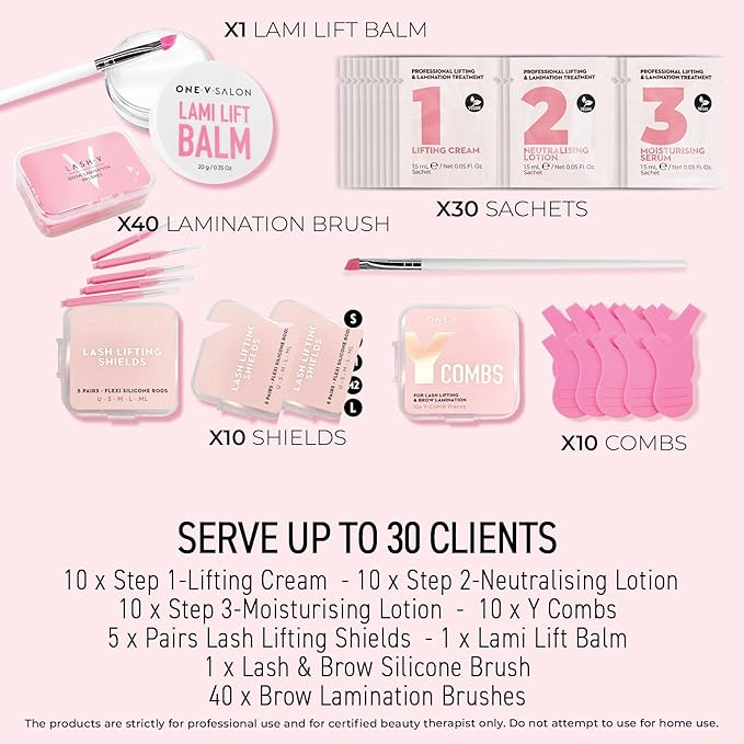 Brow Lamination & Lash Lift Professional Limited Edition Kit – ONE V SALON PRO – Up to 30 Applications – UK Made – Vegan & Cruelty-Free