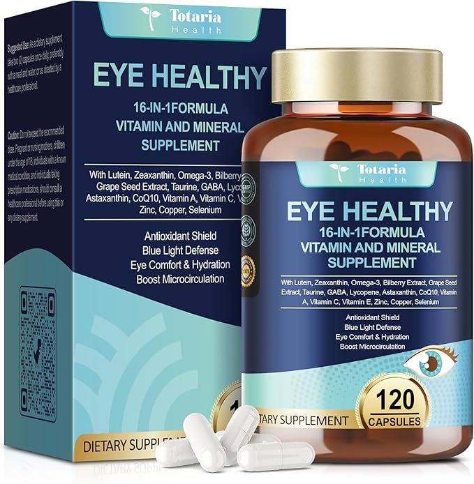 AREDS 2 Eye Vitamins and Mineral Bilberry Extract Omega-3, Eye Vitamin for Seniors Macular Health and Dry Eye, Eye Vitamins Lutein and Zeaxanthin Support Eye Strain & Hydration (2 Packs)
