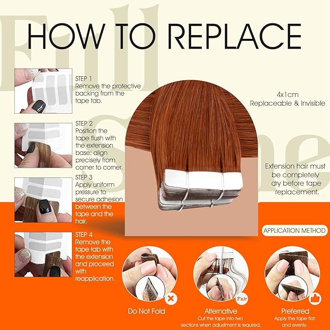 Full Shine Human Hair Extensions Tape in Color 550 Copper Remy Tape in Hair Extensions 10Inch Short Seamless Invisible Adhesive Skin Weft for Natural Look 30G 20Pcs Add Volume for Party