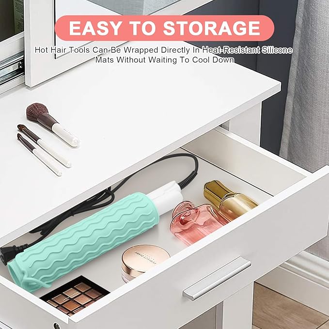 Plus Size Silicone Heat Resistant Mat, Portable Travel Hot Tools Pad Cover for Curling Iron, Flat Iron, Hair Straightener and Other Hair Styling Tools(12.0" x 9.0")