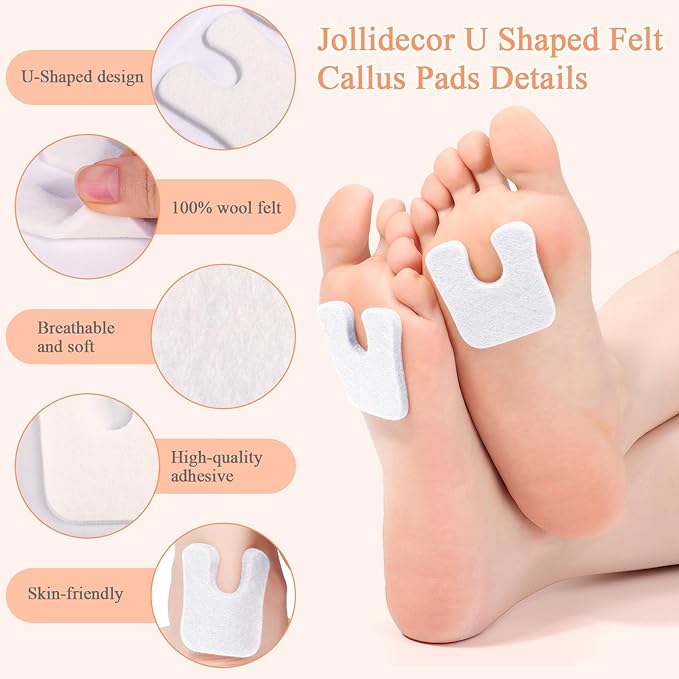 72 Pcs Callus Cushions for Feet - Soft, U Shape Metatarsal Pads for Pain Relief - Adhesive Coin Pads Protect Calluses from Shoes Rubbing - For Women & Men