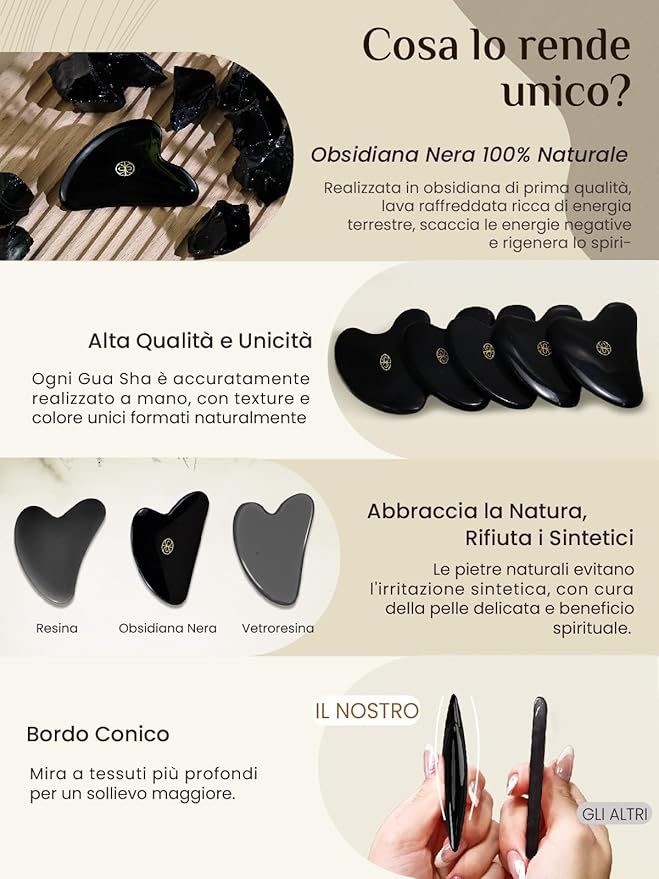 Rena Chris Gua Sha Facial Tools, Ergonomic Black Obsidian Jade Guasha Tool for Face Massage, Manual Facial Massager Tool for Jawline Sculpting and Puffiness Reduction with Silicone Case (Black)