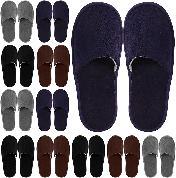 Geyoga 12 Pair Disposable Slippers for Guests Non Slip Disposable House Slippers Washable Reusable for Spa Travel Hotel Indoor Shoeless Home Bride Bathroom