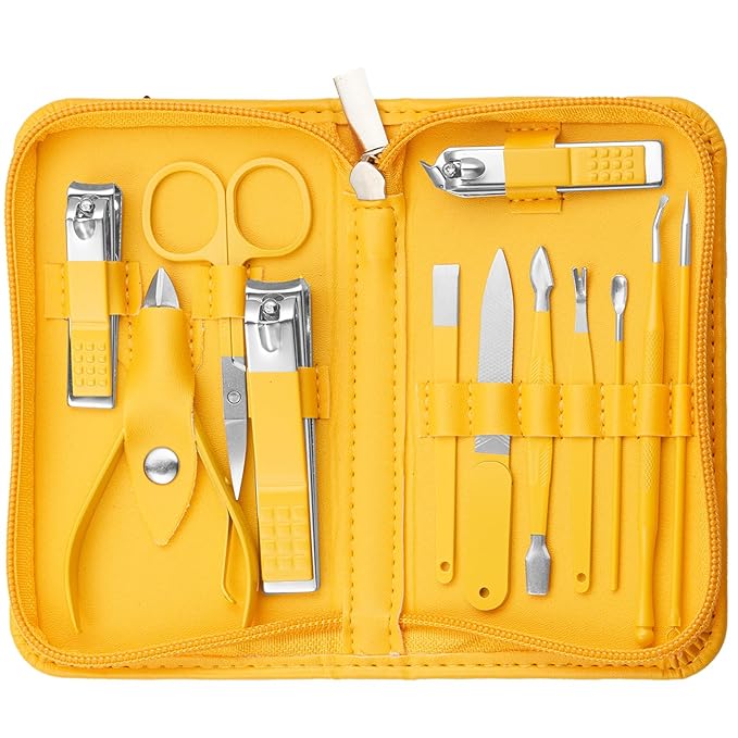 Manicure Pedicure Set - Nail Clippers Toenail Clippers Kit,Professional Manicure Kit Pedicure Kit,Nail Care Kit with,Travel Case, Set of 12