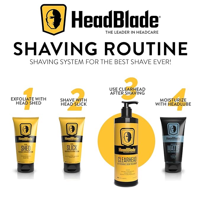 HeadBlade ClearHead Men's Refreshing Post Shaving Aftershave Lotion Help prevent Ingrown Hair & Irritation - 8 oz with Pump