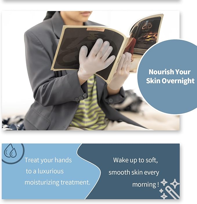 Moisturizing Gloves Overnight, Hand Care, Touchscreen Compatible, Reusable Hand Masks Moisturizing Glove, Suitable for Dry Hands, White Silicone Gloves for Men and Women, Spa