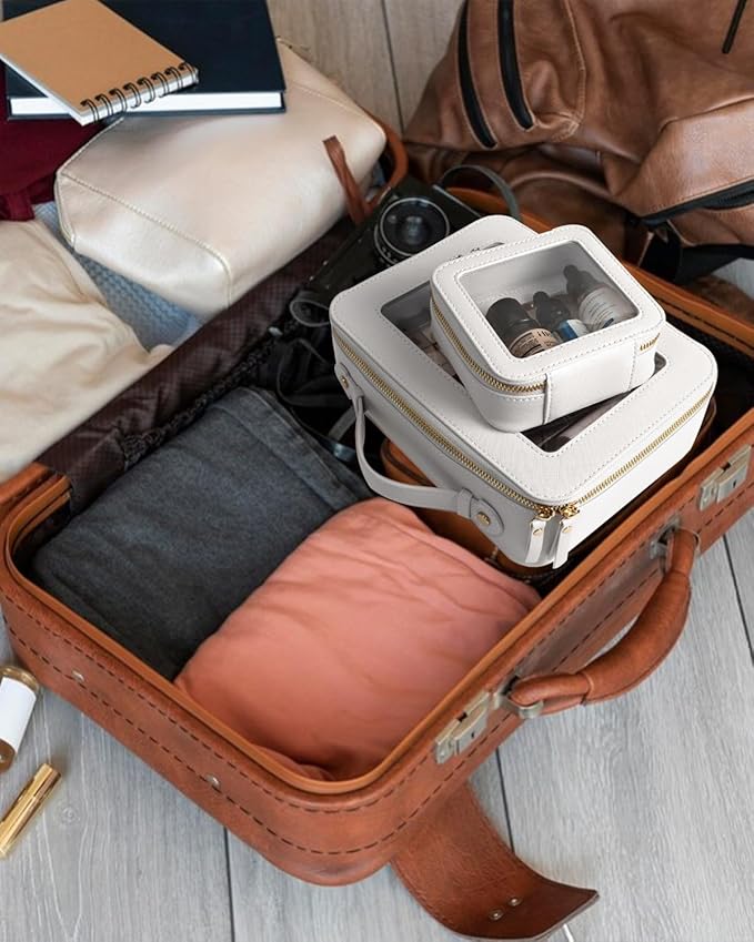 Travel Clear Makeup Bag Set, TSA Approved Cosmetic Bag Case with Zipper Portable Makeup Pouch Toiletry Bag Traveling Cosmetic Organizer Storage Bag Car Organizer Car Essentials