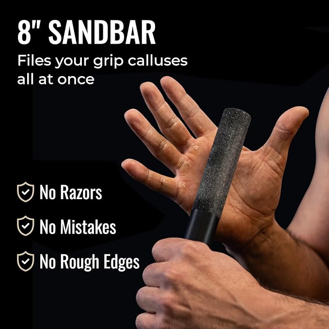 SandBar Ultimate Callus Remover Set - 4" & 8" Files with Moisturizing Salve Balm Stick - Elevating Athletes, Weightlifters & Rock Climbers for Smoother Hands & Feet - Gold (Black) (Gold Bundle)