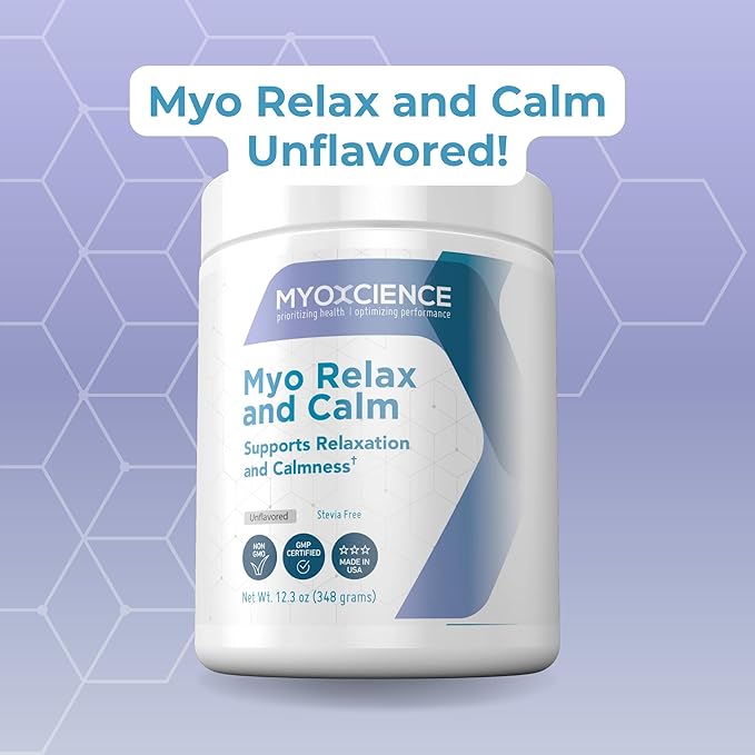 MYOXCIENCE Myo Relax & Calm | Myo-Inositol, L-Theanine, Taurine, Magnesium & GABA | Supports Sleep, Neurotransmitter & Hormone Support (Unflavored) (60 Servings)