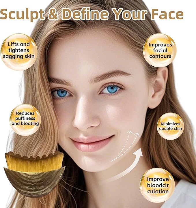 2026 Updated Lymphatic Contour Face Brush, Face Brush for Lymphatic Massage with Durable Soft Bristles, Facial Cleansing Brush for Sculpting&Anti-Puffiness