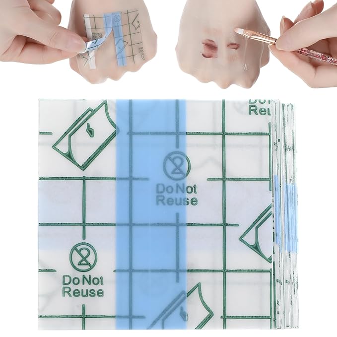 200Pcs Hand Makeup Mixing Palette, Single Use Professional Make up Mixing Palette, Artist Must Haves Disposable Transparent Waterproof Cosmetic/Foundation Tray Adhesive Tape