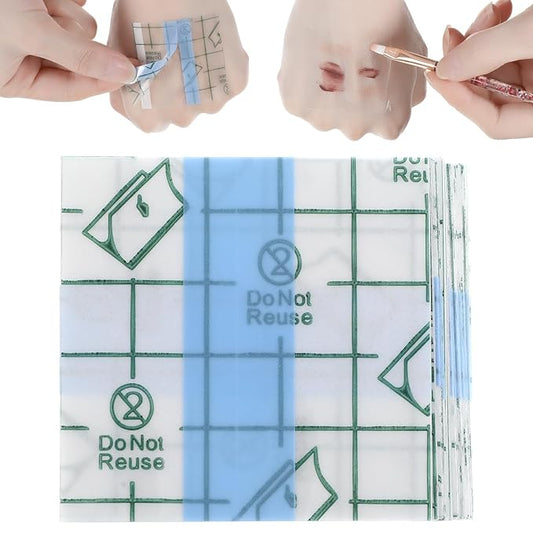 200Pcs Hand Makeup Mixing Palette, Single Use Professional Make up Mixing Palette, Artist Must Haves Disposable Transparent Waterproof Cosmetic/Foundation Tray Adhesive Tape