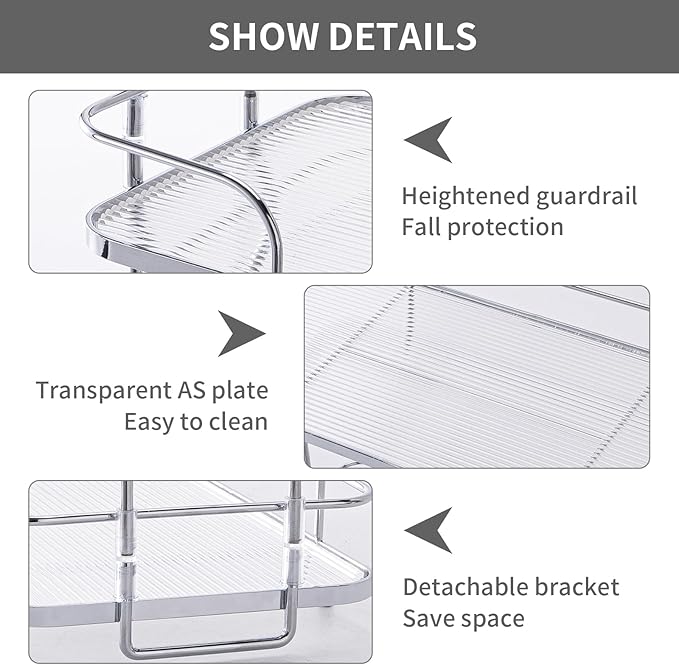 2 Tier Corner Bathroom Counter Organizer, Cosmetic Skincare ，Bathroom Countertop Perfume Tray Vanity, Kitchen Spice Corner Storage Shelf