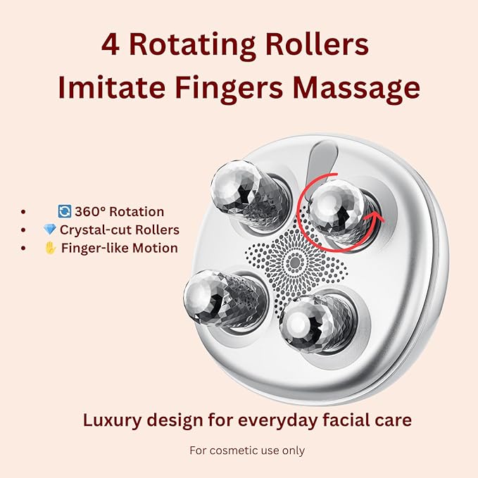 Microcurrent Facial Device, Face Massager, Cosmetic Red Glow Mode, Beauty Roller for Face, Jawline, Neck & Eyes