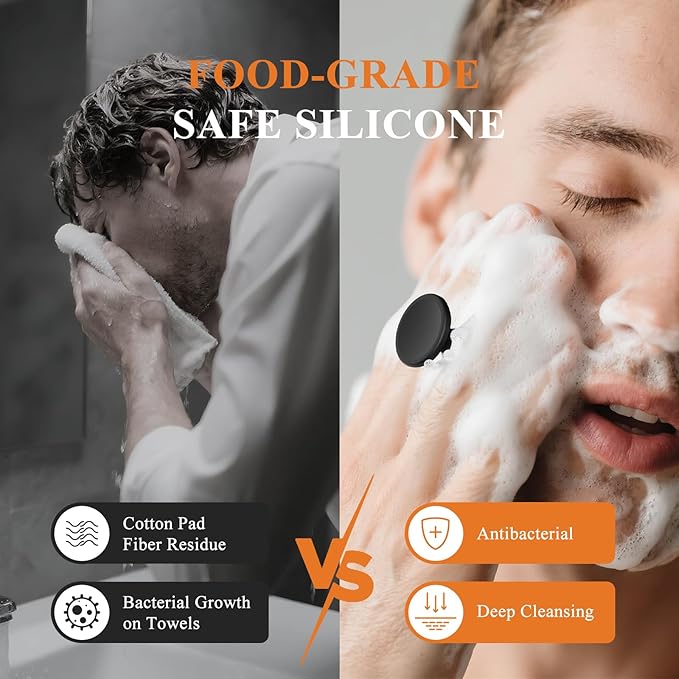 VWMYQ Silicone Face Scrubber for Men, Gentle Exfoliator Pad & Massager, Facial Cleansing Brush Silicone Face Wash Brush Removes Dead & Dry Skin