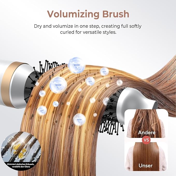 5 in 1 Hair Dryer Brush Set, Blow Dryer Brush with Air Style Wrap Hair Styler, Negative Ionic Magic Style Set, Detachable Air Curler for Volumizer,Straightener,Drying