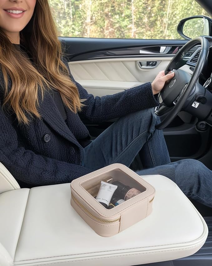 Travel Clear Makeup Bag Set, TSA Approved Cosmetic Bag Case with Zipper Portable Makeup Pouch Toiletry Bag Traveling Cosmetic Organizer Storage Bag Car Organizer Car Essentials