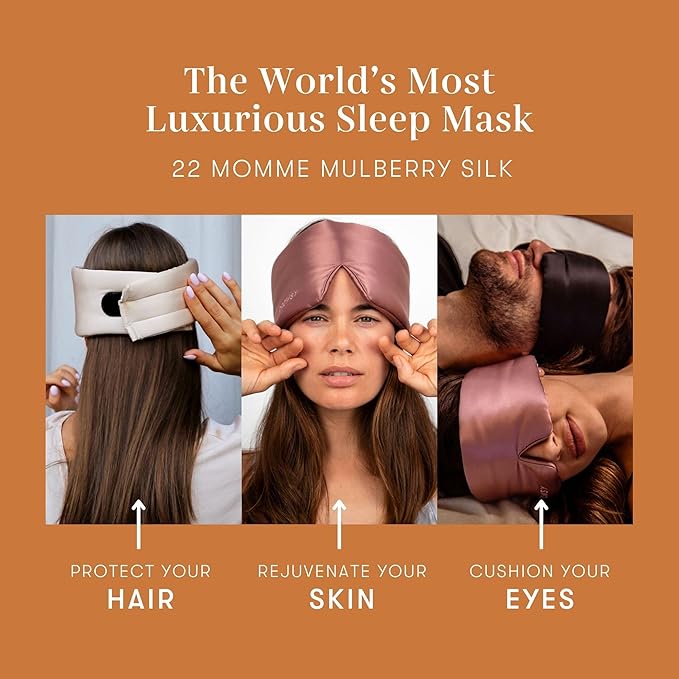 DROWSY Silk Sleep Mask - Face-Hugging, Padded Cocoon for Luxury Sleep in Total Darkness - 100% Pure Mulberry Silk (Tuscan Kiss)