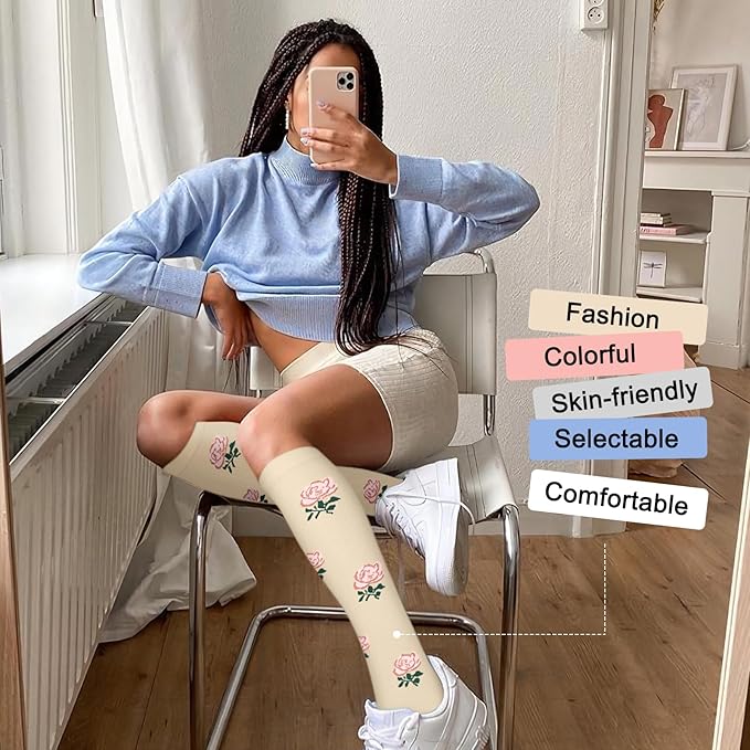 Iseasoo 4 Pairs Compression Socks for Women Circulation-Best Support for Nurses,Running,Athletic,Travel