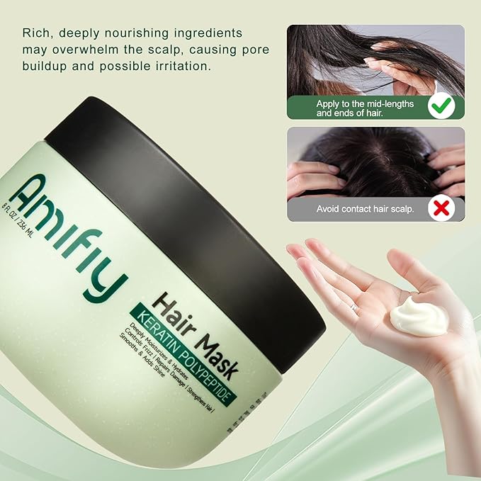 Keratin Hair Mask, Multi-care Deep Conditioning Hair Mask for Dry Damaged Hair, Anti-Frizz, Intensive Hydrating & Repairing Deep Conditioner for Strong, Smooth and Silky Hair, 8 Fl Oz