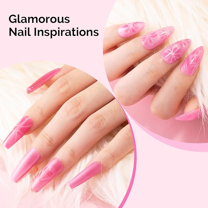 MelodySusie Nail Magnet Set, 16PCS Cat Eye Gel Nail Polish Magnets, Round Square Double Ended Magnet Stick, Cat Eye Magnet for Nails, Strong Magnetic Nail Polish Magnets Nail Design Tools