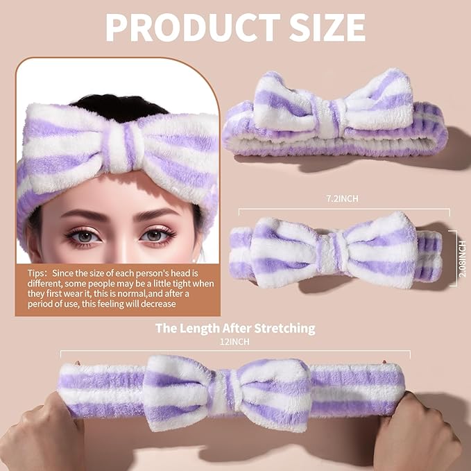 Teenitor Makeup Headband, Spa Headband For Girls, Bow Headbands, Fluffy Headbands for Washing Face, Skincare