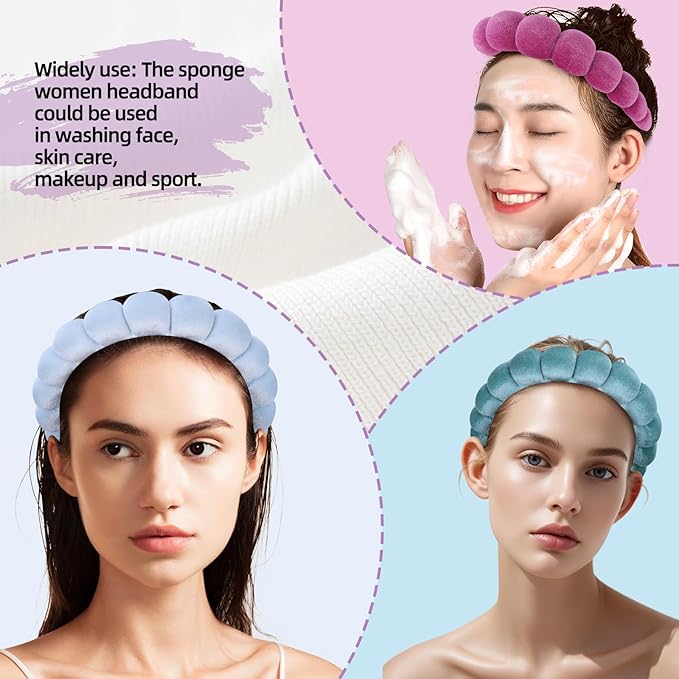 10 Pcs Velvet Cloth Spa Headbands for Women - Soft Hair Band for Makeup Application, Face Wash, and Beauty Routines