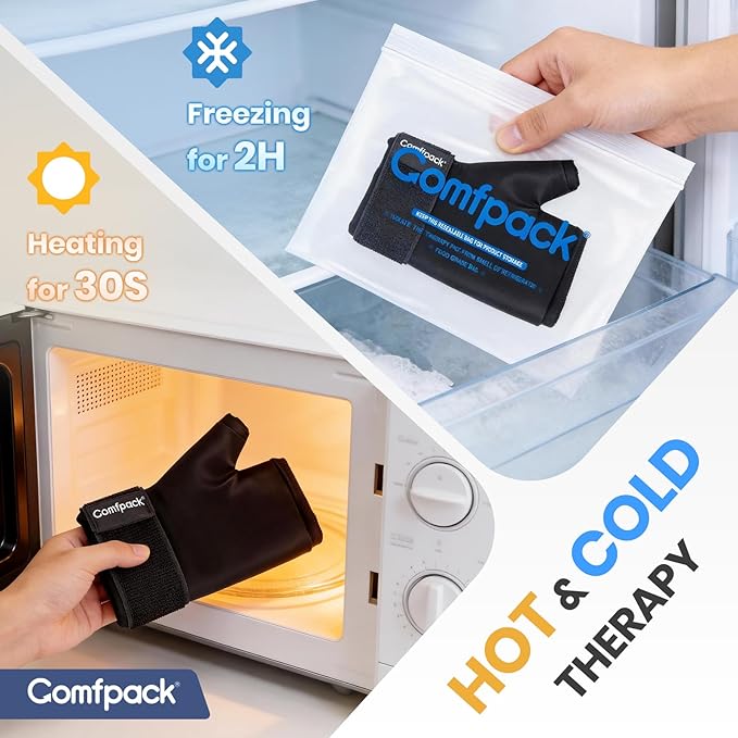 Hand Ice Pack Glove, Soft Gel Thumb Ice Pack Wrap Reusable Hot Cold Therapy Wrist Cold Pack for Arthritis, Tenosynovitis, Swelling, Surgery, Tendonitis, Carpal Tunnel