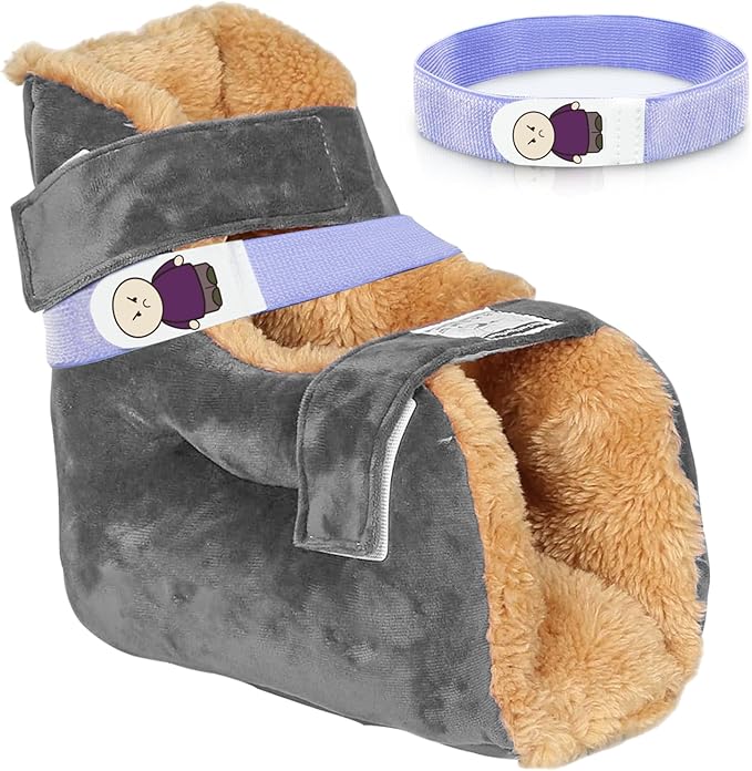 Heel Protectors for Bed Pressure Sores in Bed,Foot Boot Pillow Comfort Cushion for Bedridden Patients Remove Bedsores, Ankle Booties Pad for Ulcer Pain Relief (Gray, Pack of 1 Count)