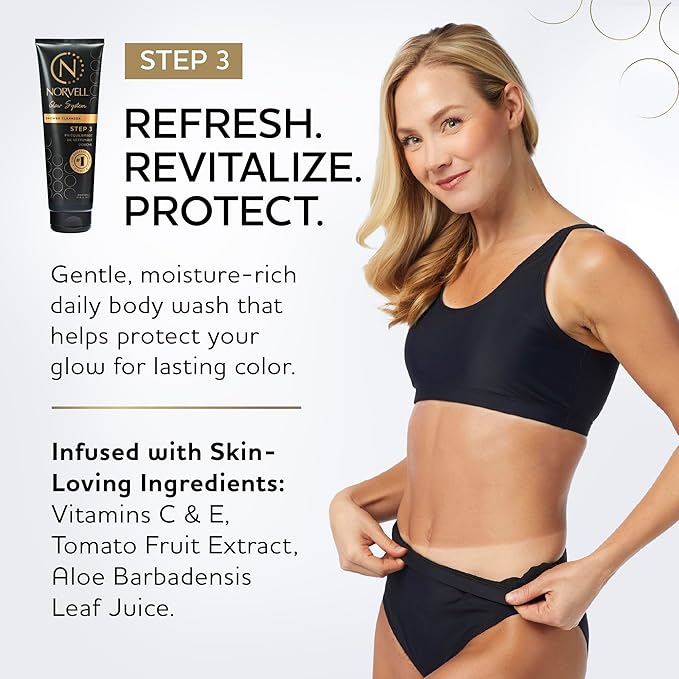 Norvell Post Self Tanner pH Balancing Cleanser Body Wash 8.5 fl oz – Gentle Self Tan Safe Formula to Maintain Even Color, Extend Sunless Tanning & Leave Skin Soft and Hydrated