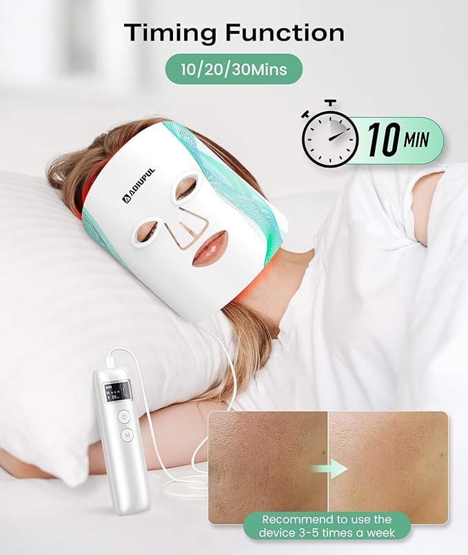 Red Light Therapy Mask for Face, 432 LEDs Face Light Therapy,USB C Rechargeable,Infrared Mask Facial Device for Home Working Travel Skincare Gifts for Women Men Her