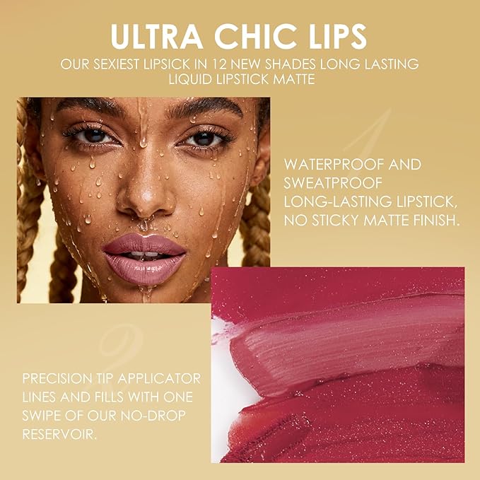 Jolilab 8Pcs Matte Lip Liner + Liquid Lipstick Set, One Step Velvety Nude Lip Stain Waterproof Long Wear High Pigment Lip Makeup Gift Set(#01+02+03+04)