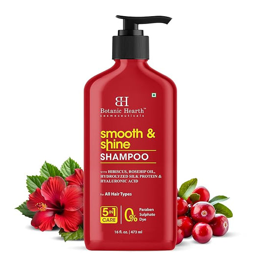 Botanic Hearth Hibiscus Shampoo Infused With Rosehip Oil, Hydrolyzed Silk Protein & Hyaluronic Acid Clarifying Shampoo To Smooth, Add Shine & Strengthen Hair| For All Hair Types, 16 Fl Oz
