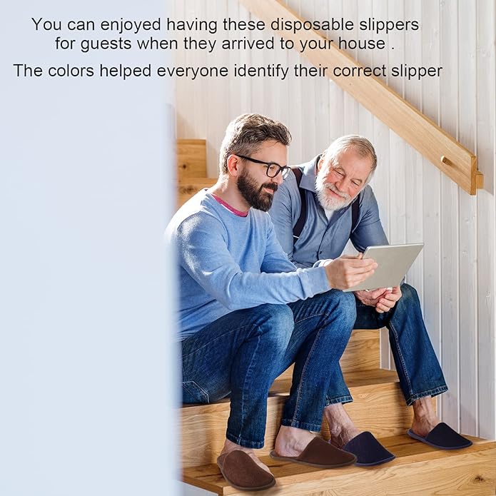 Geyoga 24 Pairs Disposable Slippers for Guests Bulk 2 Size Cotton Soft Spa Hotel House Slippers for Women Men Wedding Party Shoeless Home Indoor Travel