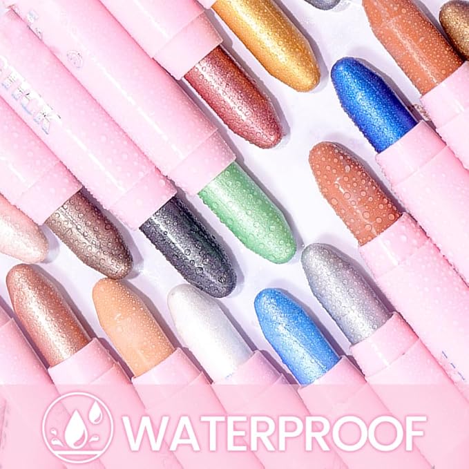 evpct 1Pcs Pearl Black Shimmer Cream Eye Shadow Brightener Sticks for Eyes, Double Ended Cream Eyeshadow Stick Pencil Pen with Applicator, Eye Shadow Palette Highlighter Makeup Waterproof Pigmented 03