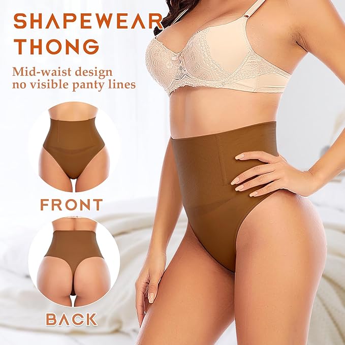 Werena Tummy Control Thong Shapewear for Women High Waist Shaping Underwear Seamless Body Shaper Panties Girdle