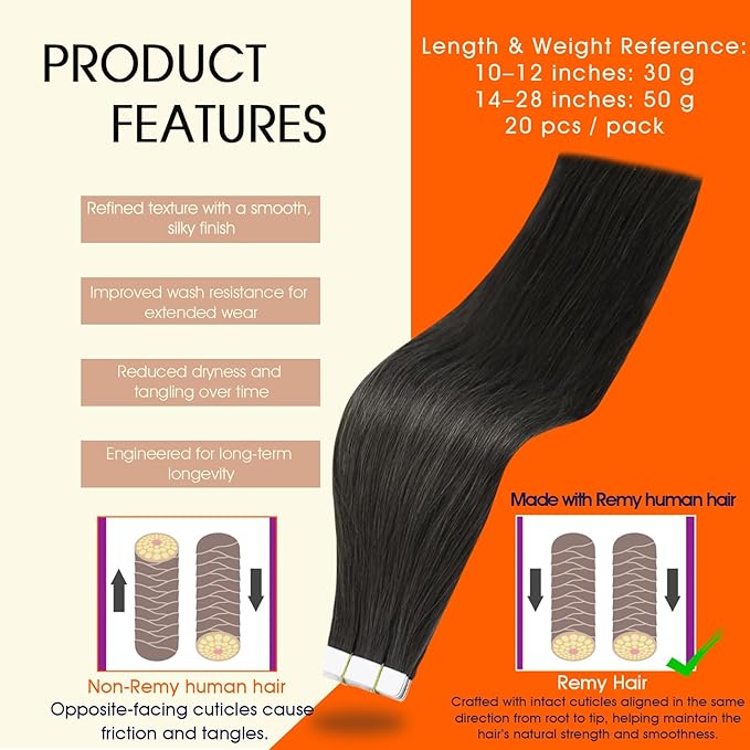 Full Shine Remy Tape in Extensions Human Hair Color 1C Mocha Brown Hair Extensions Real Human Hair Tape in 18Inch Straight Soft Skin Weft 50G 20Pcs Seamless Invisible Extension