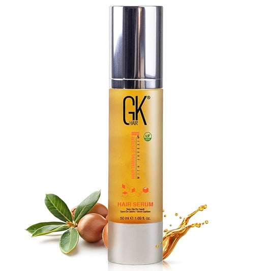 GK HAIR Global Keratin 100% Organic Argan Oil Anti Frizz Hair Serum (1.69 Fl Oz/50ml) Styling Smoothing Strengthening Hydrating & Nourishing Heat Protection Shine Frizz Control Dry Damage Hair Repair