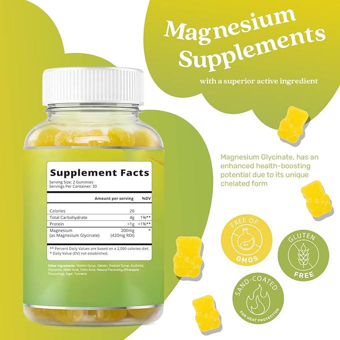 BeLive Magnesium Gummies 200mg - 60 Ct | Magnesium Glycinate Supplements for Relaxation, Stress Relief, and Sleep for Adults & Kids - Tasty and Tangy Pineapple Flavor (3)