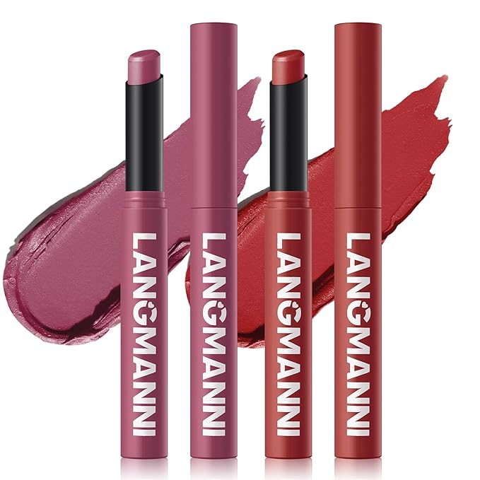 Jolilab 2Pcs Velvet Matte Lipstick Nude Matte Soft Dark Color Stick High Pigmented Long-Lasting Waterproof Lip Stick Lip Balm Beauty Cosmetics Gift for Women（09#+10#
