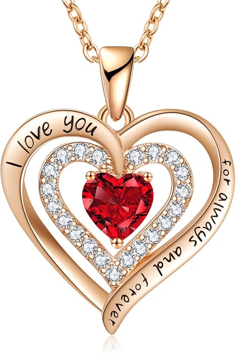 REDBEE Necklaces for Women Birthstone Heart Necklace Jewelry for Wife Girlfriend Woman Necklace