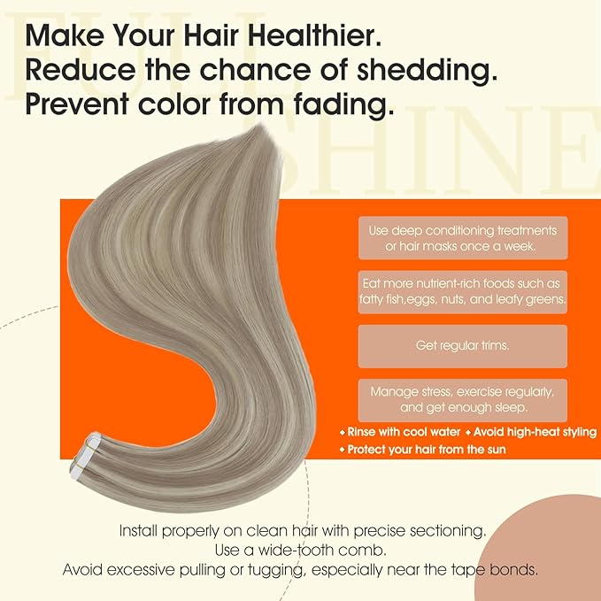 Full Shine Remy Tape in Hair Extensions 22Inch Double Sided Tape in Extensions Seamless Skin Weft Silky Straight Real Human Hair Extension Piano Color 18/613 Extension 50G 20Pcs Adhesive Tapes