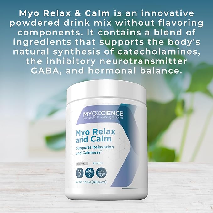 MYOXCIENCE Myo Relax & Calm | Myo-Inositol, L-Theanine, Taurine, Magnesium & GABA | Supports Sleep, Neurotransmitter & Hormone Support (Unflavored) (60 Servings)